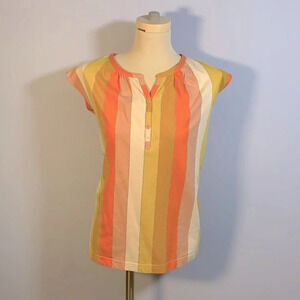 Tea collection metallic striped pink mustard silver  shirt dress size 12
